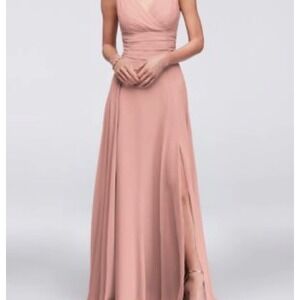 blush bridesmaid dresses david's bridal A-Line Court Train Satin Wedding Dress CW3502 main image 0